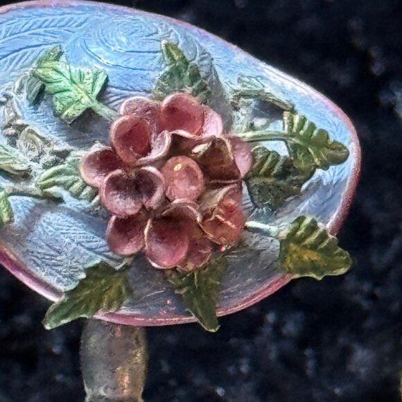 MINIATURE SWEET ROMANCE METAL BLUSHING ROSE HAT AND STAND USA - Picture 4 of 8